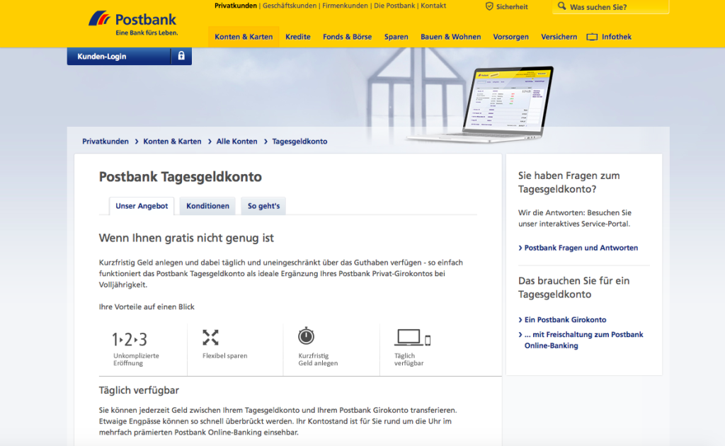 Tagesgeld Zinsen Aktuell Postbank